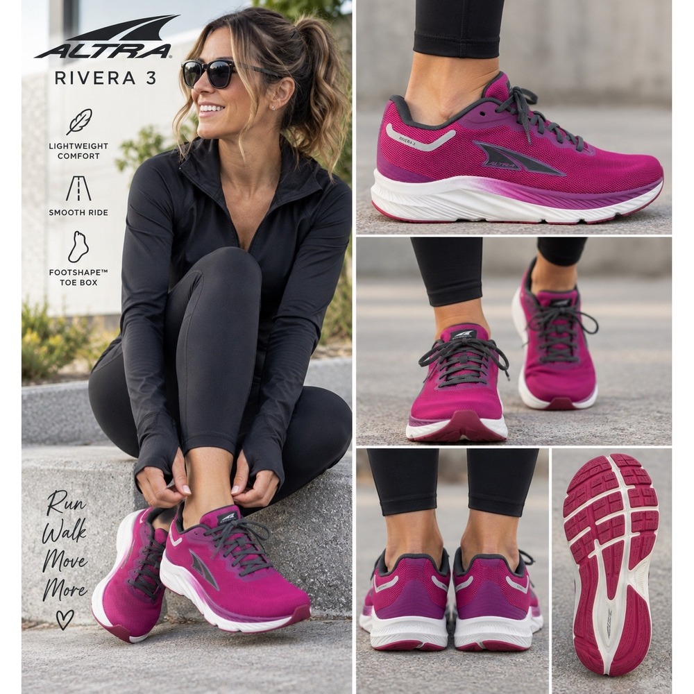 Altra Rivera 3 Running Shoes Women 8.5 Maroon New AL0A7R7N050 FootShape
